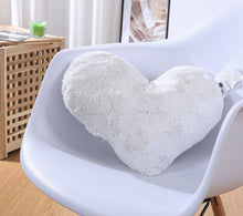 Load image into Gallery viewer, DaDa Bedding White Luxury Roses Romantic Plush Stuffed Heart Throw Pillow - 16” x 14”