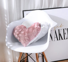 Load image into Gallery viewer, Tache Faux Fur Pink White Heart Shape Throw Pillow (#7)