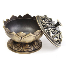 Load image into Gallery viewer, Handmade Lotus Flower Copper Alloy Incense Burner