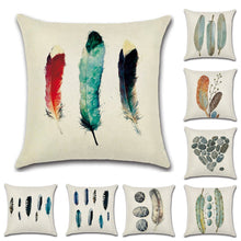 Load image into Gallery viewer, Free Spirit Feather Linen Cushion Cover