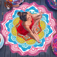 Load image into Gallery viewer, Indian Lotus Mandala Beach Towel/Tapestry - 6 Colors