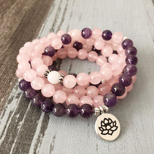 Load image into Gallery viewer, Rose Quartz &amp; Amethyst Mala