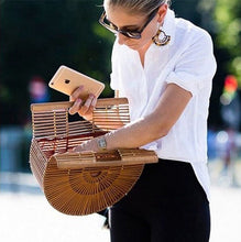 Load image into Gallery viewer, Elegant Bamboo Moon Basket Bag - 5 Colors