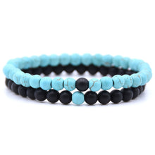 Load image into Gallery viewer, Matte Onyx &amp; Blue Turquoise Soothing &amp; Protective Energy Bracelets