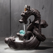 Load image into Gallery viewer, Ceramic Dragon Back-flow Incense Burner - 10 Incense Cones free gift