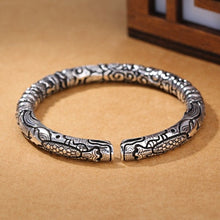 Load image into Gallery viewer, Double Dragon Head Bangle in Thai Silver - Fusion of Strength and Prosperity