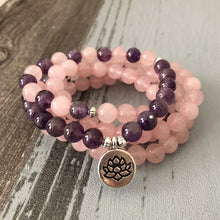 Load image into Gallery viewer, Rose Quartz &amp; Amethyst Mala