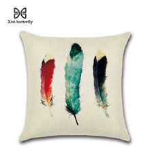 Load image into Gallery viewer, Free Spirit Feather Linen Cushion Cover