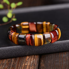 Load image into Gallery viewer, Triple Power Red, Yellow &amp; Blue Tiger Eye Bracelet