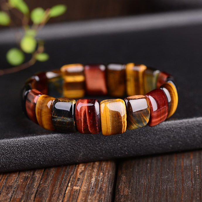 Triple Power Red, Yellow & Blue Tiger Eye Bracelet