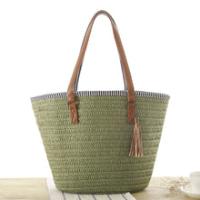 Load image into Gallery viewer, Summer Style Straw Tassel Tote Bag
