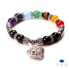 Load image into Gallery viewer, 7 Chakra Healing Heart Bracelet