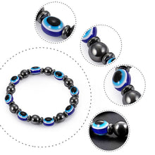 Load image into Gallery viewer, Blue Evil Eye Hematite Omni Protection Bracelet
