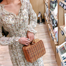 Load image into Gallery viewer, Vintage Handmade Wicker Picnic Basket