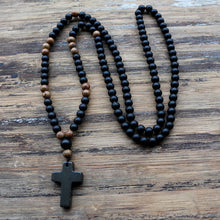 Load image into Gallery viewer, Protection Black Onyx Cross &amp; Rosary Necklace