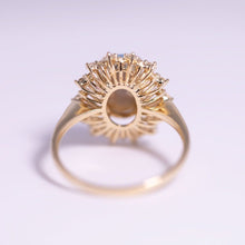 Load image into Gallery viewer, Stunning Halo Diamond Semi-Black Opal Engagement Ring 18K Yellow Gold