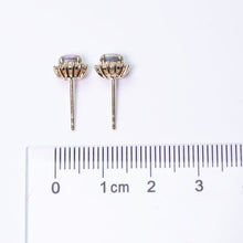 Load image into Gallery viewer, Halo Diamond Stud Earrings with Black Opal 18K Yellow Gold