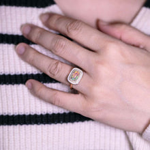 Load image into Gallery viewer, Halo de Fuego - Fire Opal &amp; Diamond Engagement Ring 18K Yellow Gold