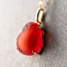 Load image into Gallery viewer, Super Adorable Handcarved Penguin Egg Fire Opal Necklace 18K Yellow Gold