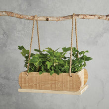 Load image into Gallery viewer, Hanging Wood Planter with Twine Rope Hanging Loops | 12"L x 7"W x 4"H