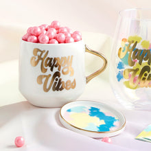 Load image into Gallery viewer, Happy Vibes Mug &amp; Coaster Lid in Groovy Tie-Dye