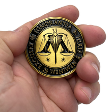 Load image into Gallery viewer, EL8-021 Department of Magical Law Enforcement DMLE Challenge Coin Antique Gold plated