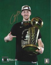 Load image into Gallery viewer, Sam Hauser 2024 NBA Trophy Autographed Boston Celtics 11" x 14" Championship Photo