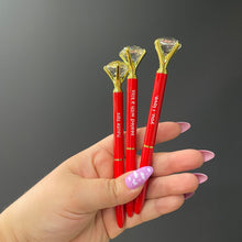 Load image into Gallery viewer, Haute Lips Red Gem Pen Set of 6 | Giftable Quote Pens | Novelty Office Desk Supplies