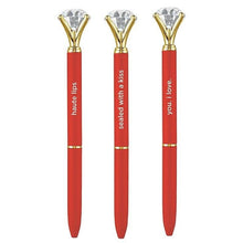 Load image into Gallery viewer, Haute Lips Red Gem Pen Set of 6 | Giftable Quote Pens | Novelty Office Desk Supplies