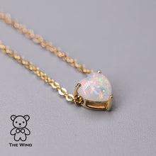 Load image into Gallery viewer, Heart Shaped Australian Solid Opal Necklace 18k Yellow Gold
