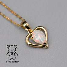Load image into Gallery viewer, Heart Pendant Australian Solid Opal Necklace in 14k Yellow Gold