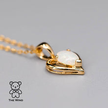 Load image into Gallery viewer, Heart Pendant Australian Solid Opal Necklace in 14k Yellow Gold