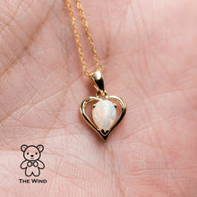Load image into Gallery viewer, Heart Pendant Australian Solid Opal Necklace in 14k Yellow Gold