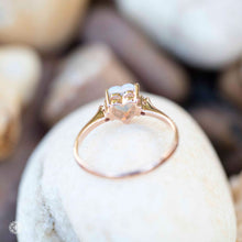 Load image into Gallery viewer, Heart Shaped Solid Opal &amp; Diamond Engagement Ring in 18K Rose Gold