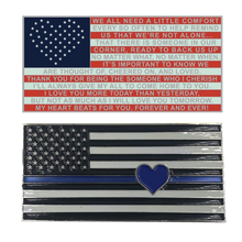 Load image into Gallery viewer, J-005 Thin Blue Line Flag with Heart and Love and Support message Challenge Coin