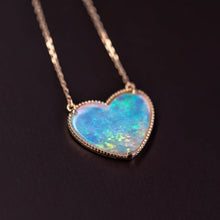 Load image into Gallery viewer, 2.38ct Heart Shaped Australian Solid Opal Necklace 18K Yellow Gold