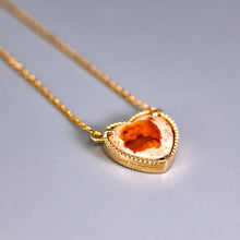 Load image into Gallery viewer, Heart Shaped Mexican Matrix Fire Opal Necklace 18K Yellow Gold