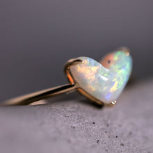 Load image into Gallery viewer, Heart Shaped Australian White Opal Engagement Ring 18K Yellow Gold