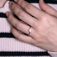 Load image into Gallery viewer, Heart Shaped Australian White Opal Engagement Ring 18K Yellow Gold