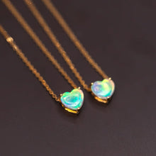 Load image into Gallery viewer, Heart Shaped Australian Solid Opal Necklace 18k Yellow Gold