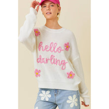 Load image into Gallery viewer, Hello Darling Flower Trim Sweater | Comfy Vintage Knit Sweatshirt [Size SM Remaining]