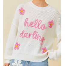 Load image into Gallery viewer, Hello Darling Flower Trim Sweater | Comfy Vintage Knit Sweatshirt [Size SM Remaining]