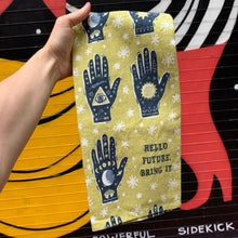 Load image into Gallery viewer, Hello Future Bring It Mystical Hand Dish Cloth Towel | All-Over Astrology Design | 20&quot; x 26&quot;