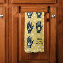 Load image into Gallery viewer, Hello Future Bring It Mystical Hand Dish Cloth Towel | All-Over Astrology Design | 20&quot; x 26&quot;