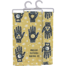 Load image into Gallery viewer, Hello Future Bring It Mystical Hand Dish Cloth Towel | All-Over Astrology Design | 20&quot; x 26&quot;