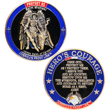 Load image into Gallery viewer, BL3-022 Hero's Courage Prayer Police Military Saint Michael Challenge Coin Thin Blue Line Thin Green Line