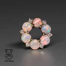 Load image into Gallery viewer, Hexagon Flower Australian Solid Opal Diamond Pendant Necklace 14K Yellow Gold