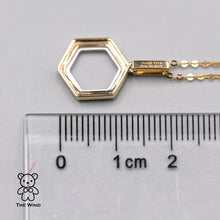 Load image into Gallery viewer, Hexagon Tsavorite &amp; Mother of Pearl, Diamond Minimalist Pendant in 18k Yellow Gold