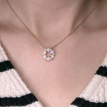 Load image into Gallery viewer, Hexagon Flower Australian Solid Opal Diamond Pendant Necklace 14K Yellow Gold