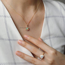 Load image into Gallery viewer, One of a Kind Hexagon Two Sides Sime Black Opal Diamond Tsavorite Necklace 18k Gold